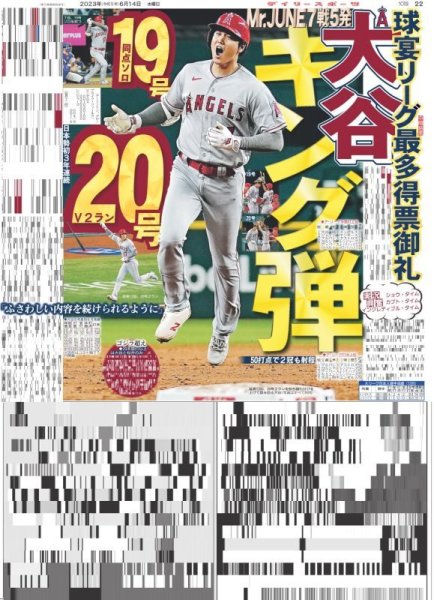 画像1: 大谷キング弾  デイリースポーツ（東京宅配版） 2023年6月14日付 (1)